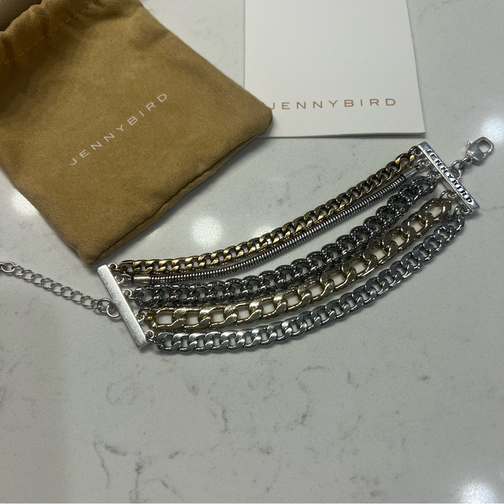 Nwt Jenny Bird Mixed-Metal Layered Chain Bracelet - Dust Bag Included 15$
